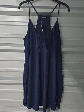 dee elle Navy Adjustable-Spaghetti Mini Dress